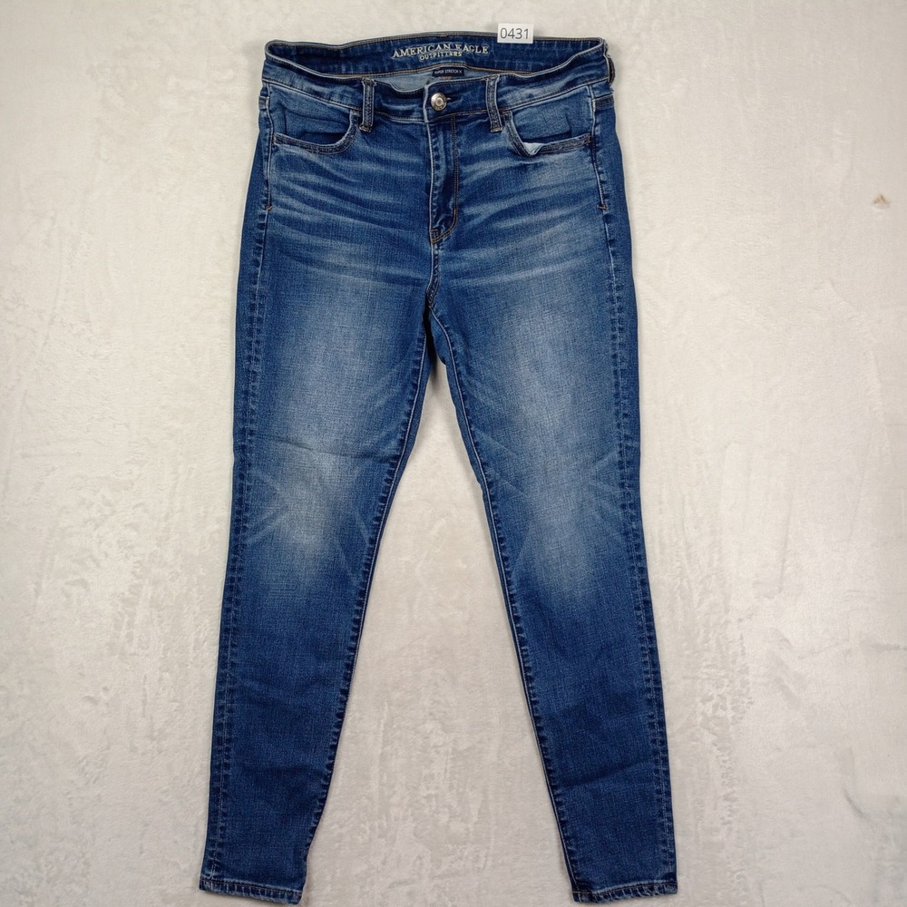 American Eagle Skinny Jeans Womens 10 Blue Super Stretch X Denim Casual Boho Y2K